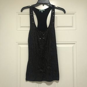 Black Sequin Tank Top - Small - Charlotte Russe
